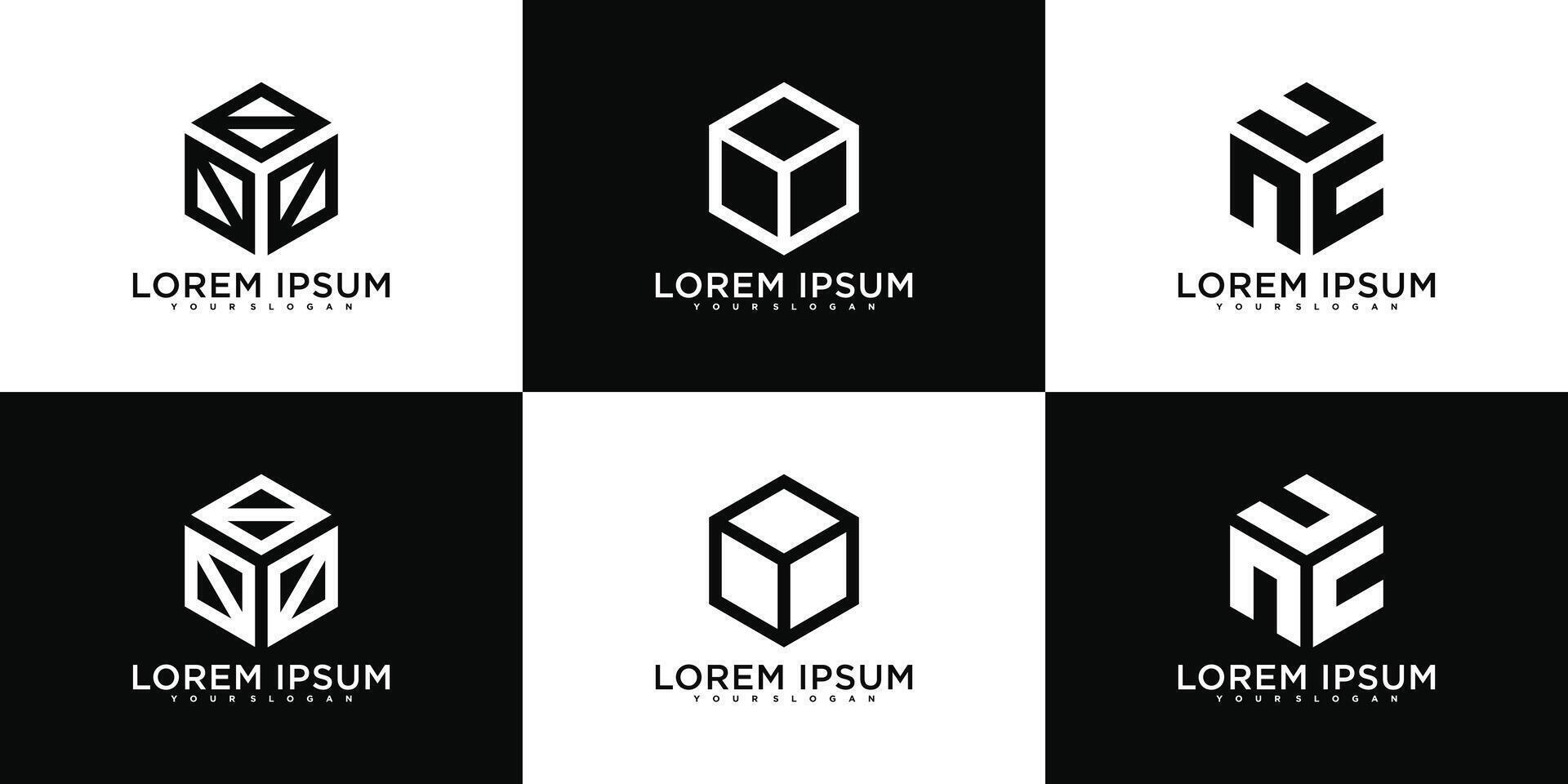 Set of Hexagon logo icon design vector