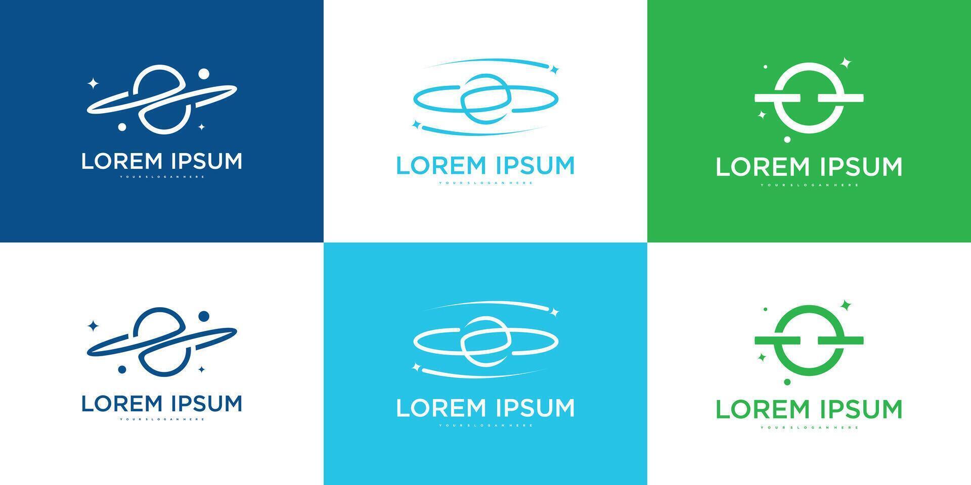 Set of abstract orbit or planet logo design templates. Premium vector