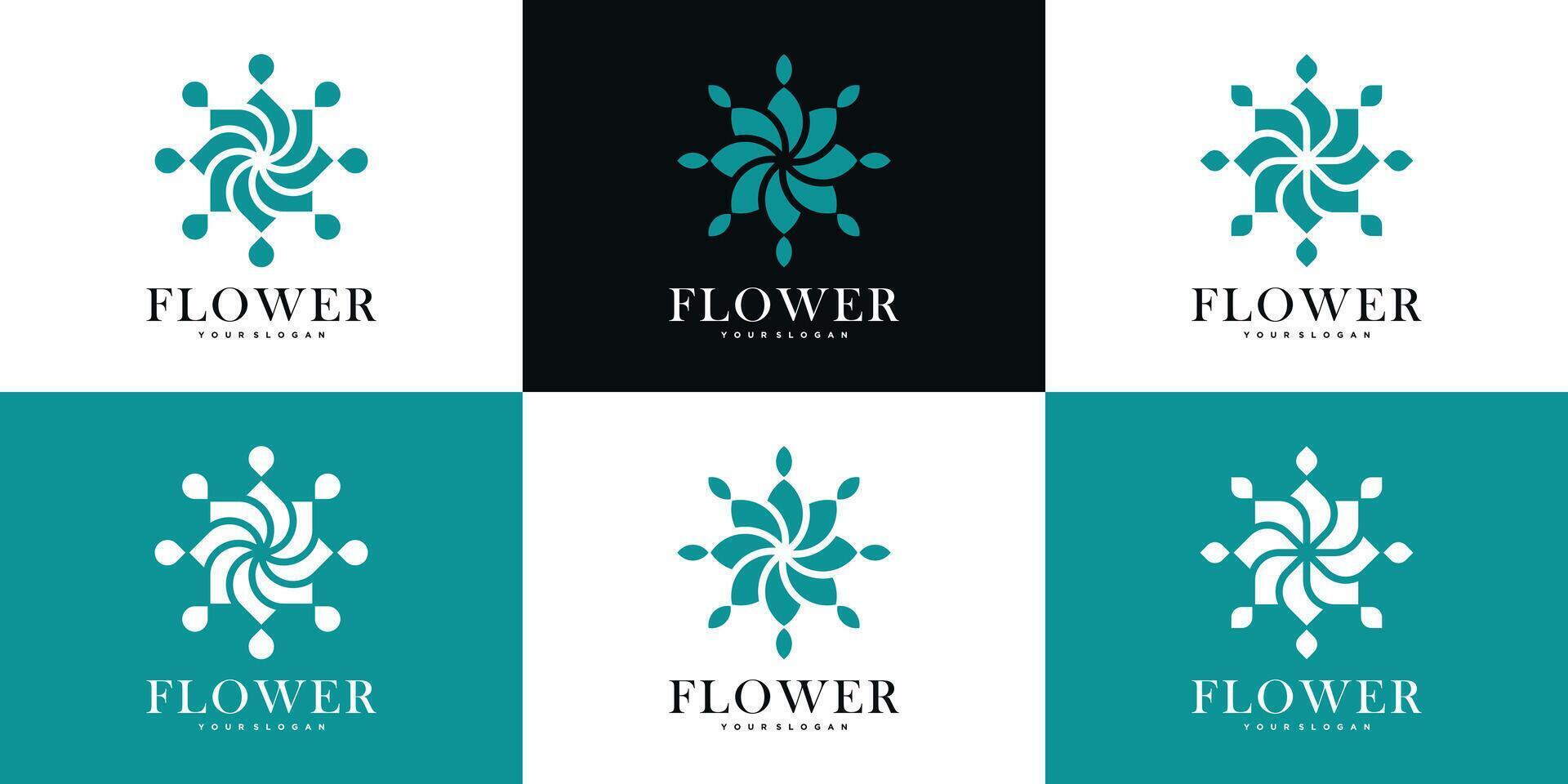 Minimalist elegant flower logo design. Premium vector