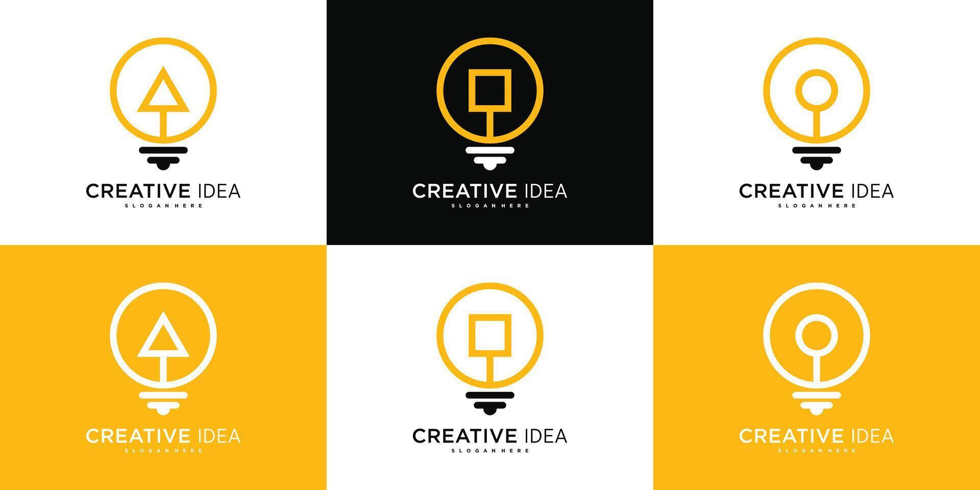 Smart bulb logo design abstrack with syimbol geometric. Premium vector