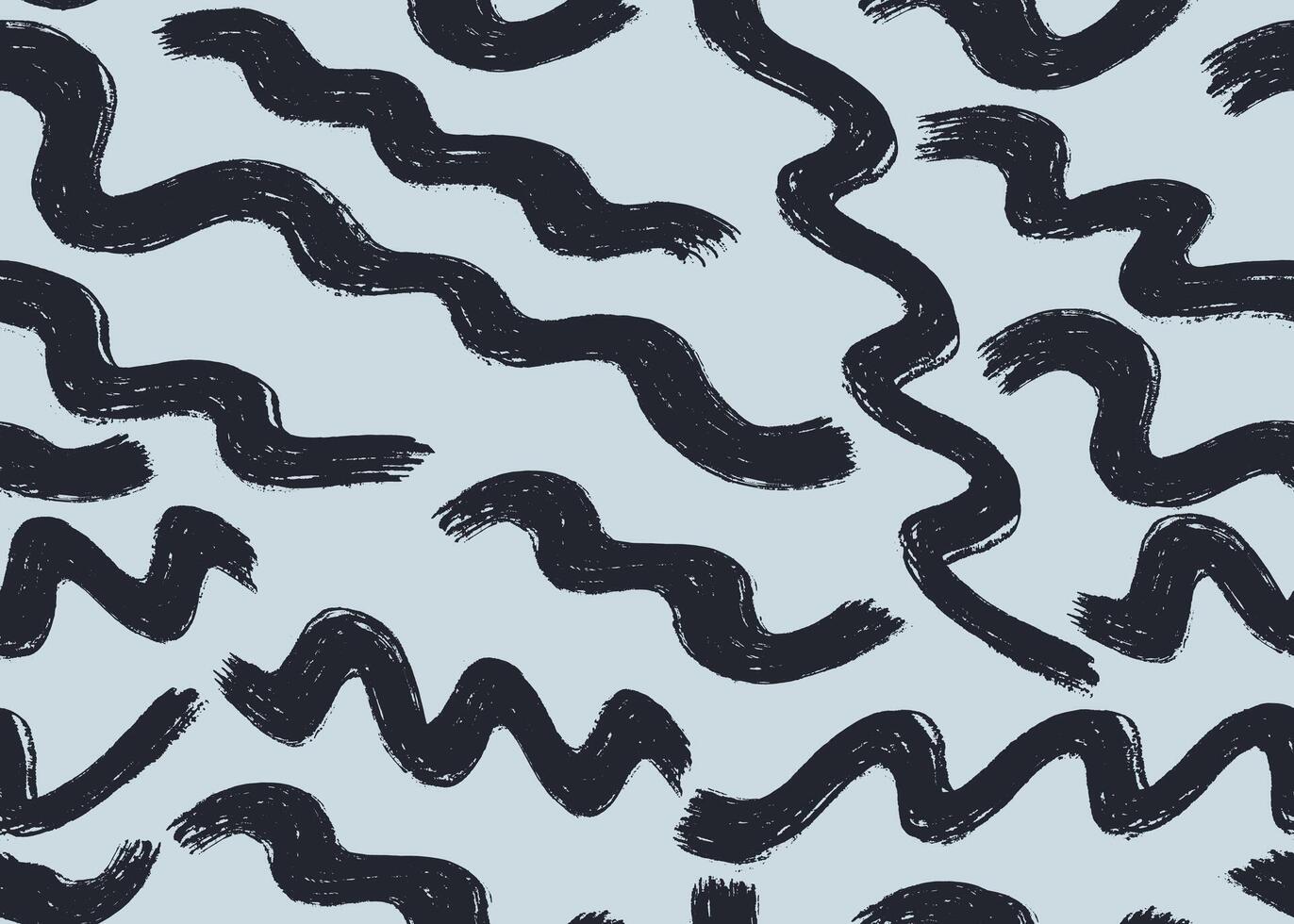 Bold wavy grunge lines seamless pattern. Horizontal grey hand drawn brush strokes pattern. Painted with dry brush on art canvas Set of different wavy lines geometric ink lines background. vector