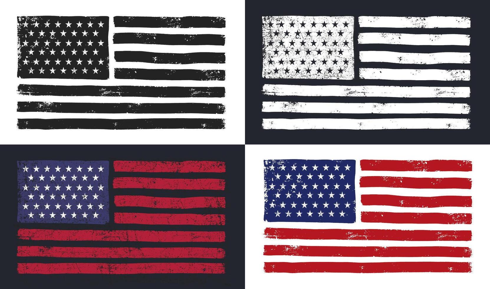 Distressed Vertical American Flag Grunge Set 59854427 Vector