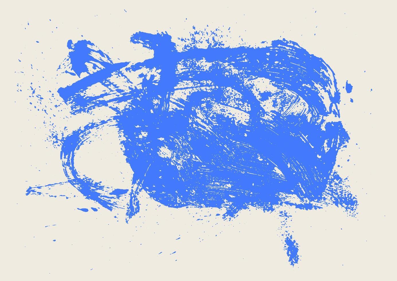 Blue paint brush stroke. Paint spot, text frame. Hand drawn abstract lines with grunge circle. chaotic ink brush scribbles decorative. Template messy doodle, bold curvy lines illustration. vector