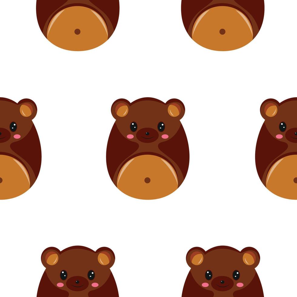 seamless Easter pattern with Easter eggs with an animal design, namely with a brown bear design, for Easter designs and posters vector