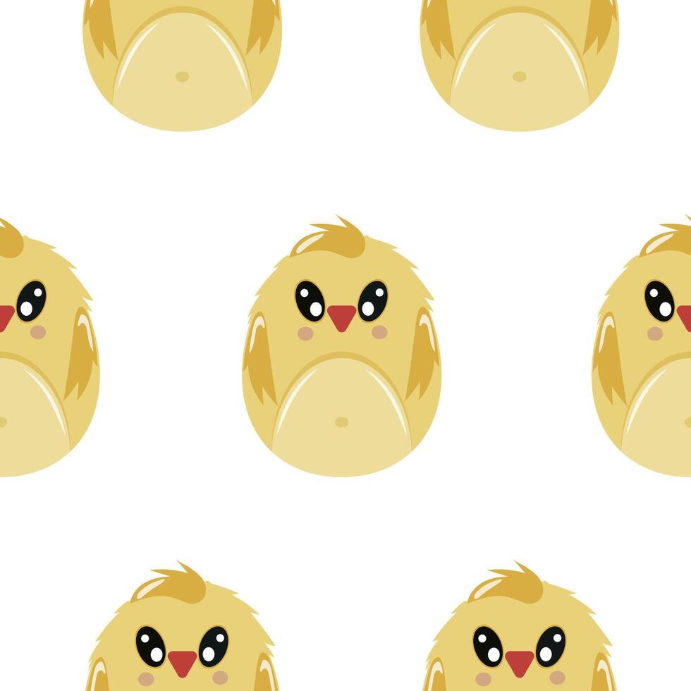 seamless Easter pattern with Easter eggs with an animal design, namely with a yellow chicken design, for Easter designs and posters vector