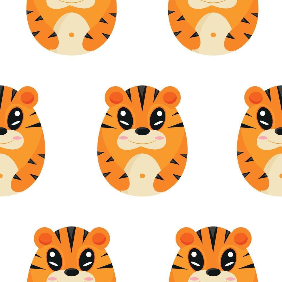 seamless Easter pattern with Easter eggs with an animal design, namely with an orange tiger design, for Easter designs and posters vector
