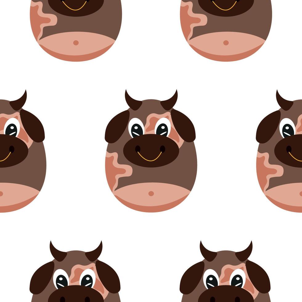 seamless Easter pattern with Easter eggs with an animal design, namely with a brown bull design, for Easter designs and posters vector