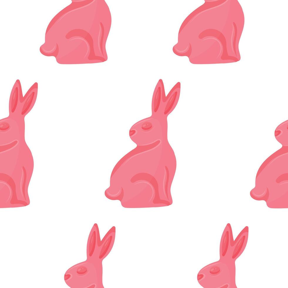 seamless pattern with a pink jelly rabbit with its head turned to the left, for various Easter decorations vector