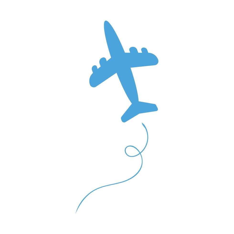 blue airplane flying in isolated space on a white background vector