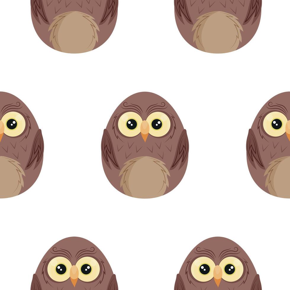 seamless Easter pattern with Easter eggs with an animal design, namely with a brown owl design, for Easter designs and posters vector