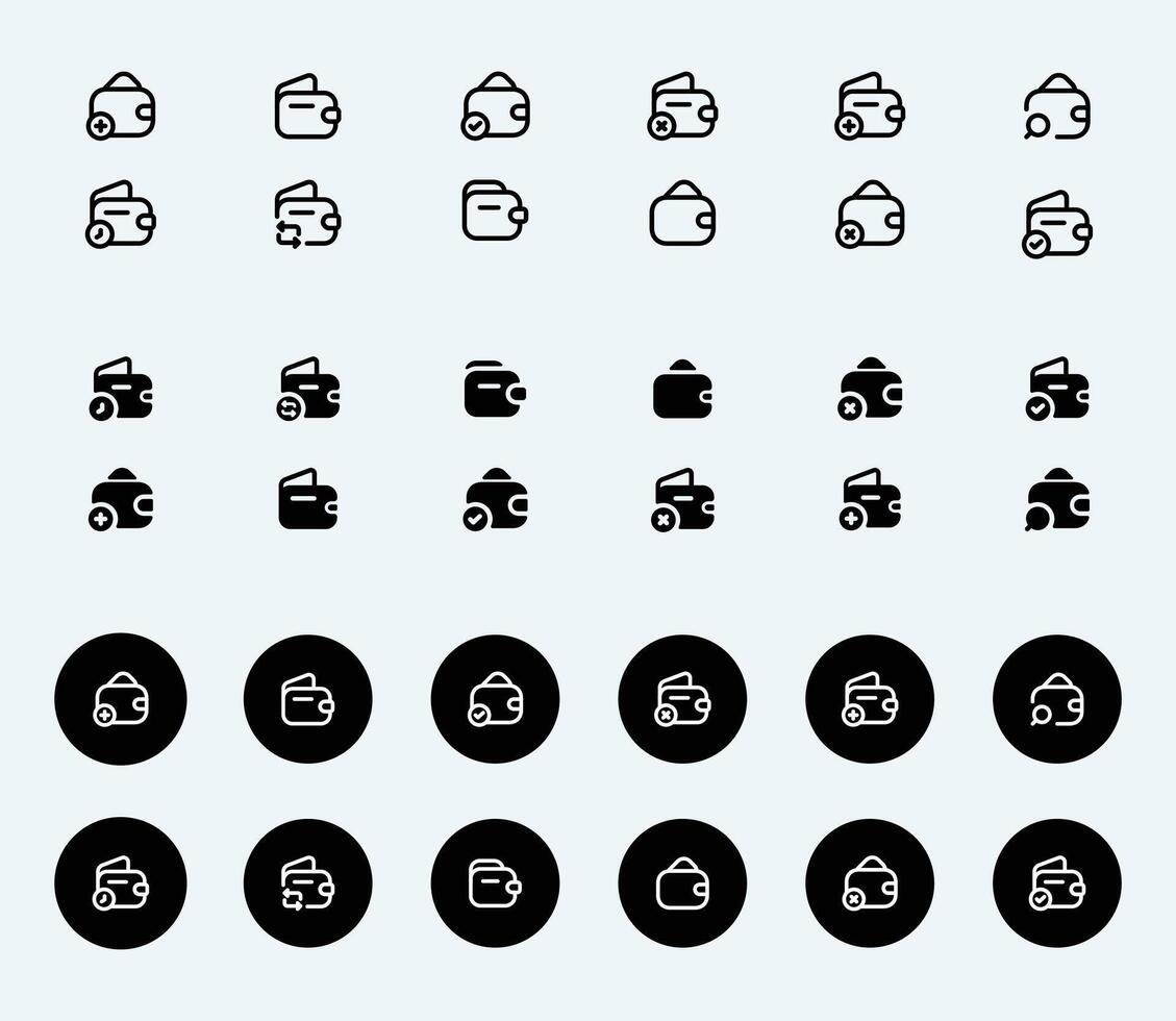 Wallet icon set, design element related to money saving. vector