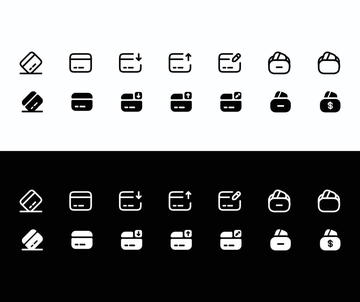 Card set icons as card settings, credit card vector