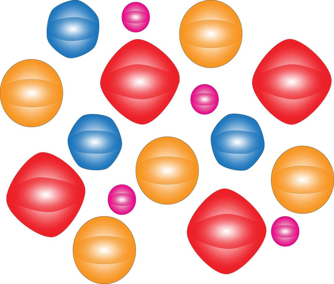 Abstract patterns with round and diamond shapes in red, blue, orange and pink on a white background, give a cheerful and modern impression vector