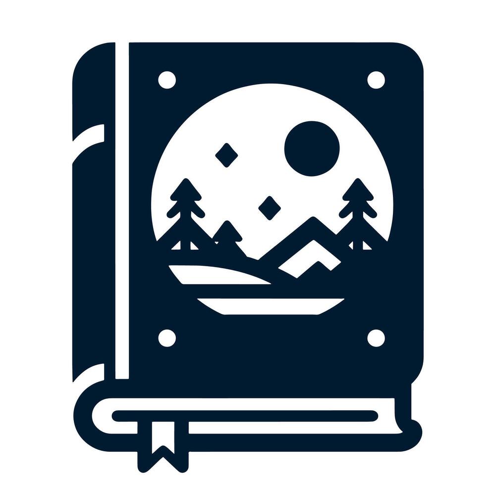 Book with mountains and trees on it vector