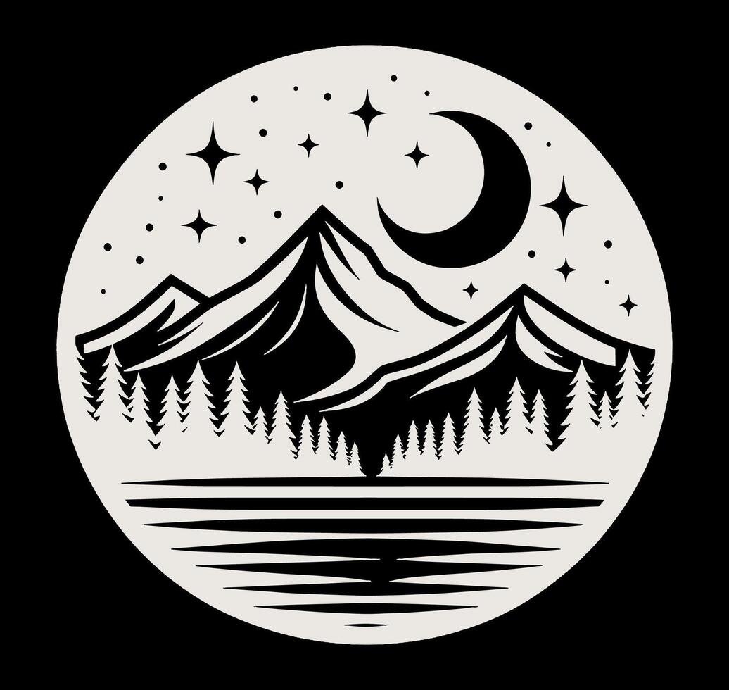 A black and white logo of mountains. vector