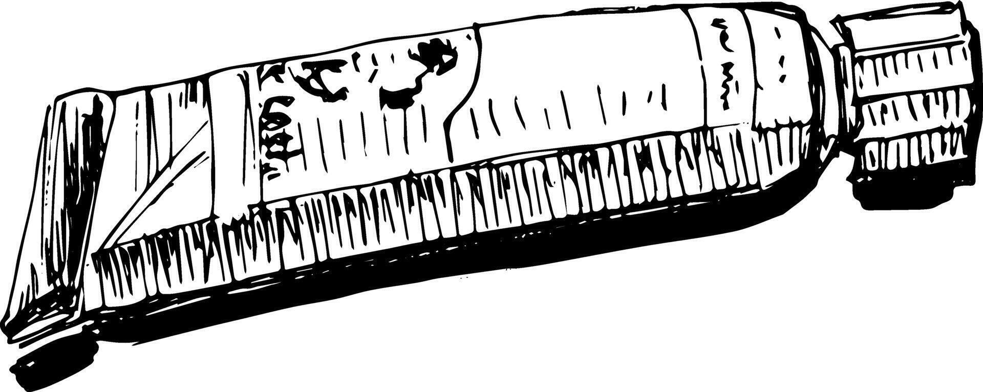 Ink drawing of a paint tube artist supplies hand drawn sketch clipart vector