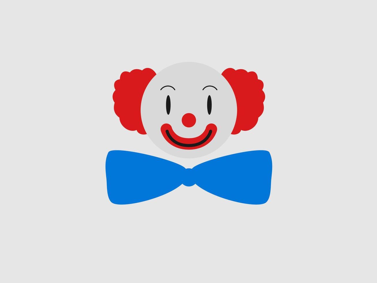 This image depicts a simplified cartoon style clown head against a light gray background vector