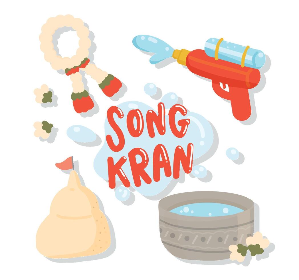 Song Kran set elelments illustration vector