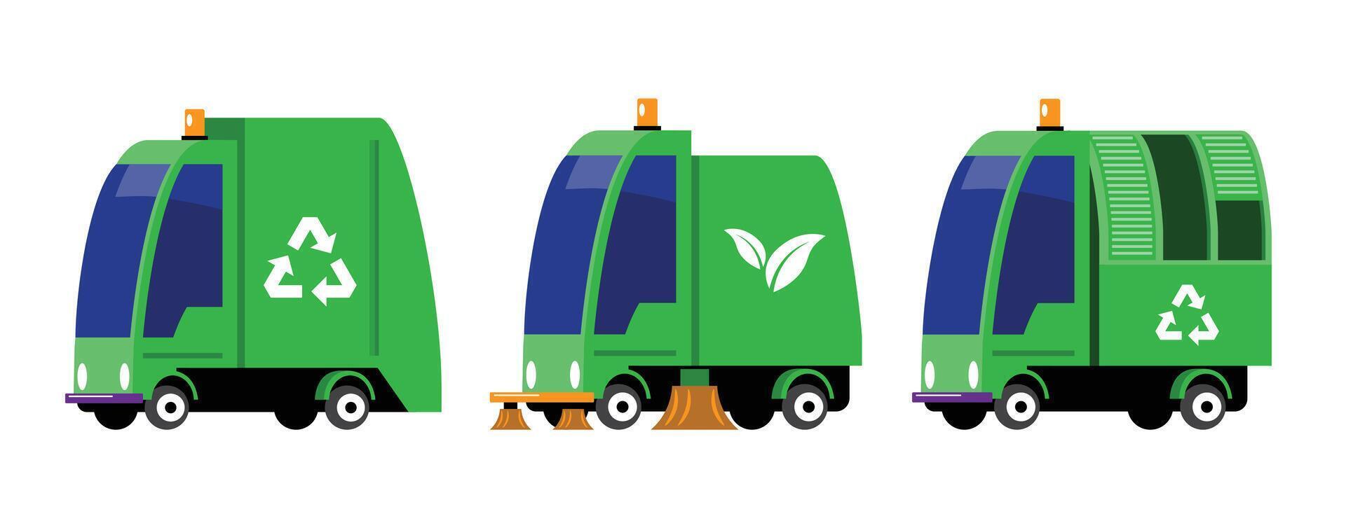 Eco-Friendly Recycling and Garbage Trucks vector