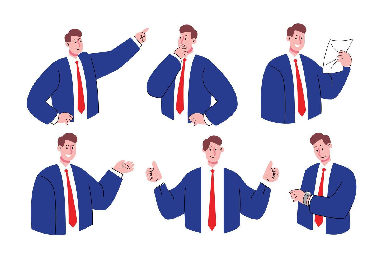 Businessman Set with Various Expressions vector