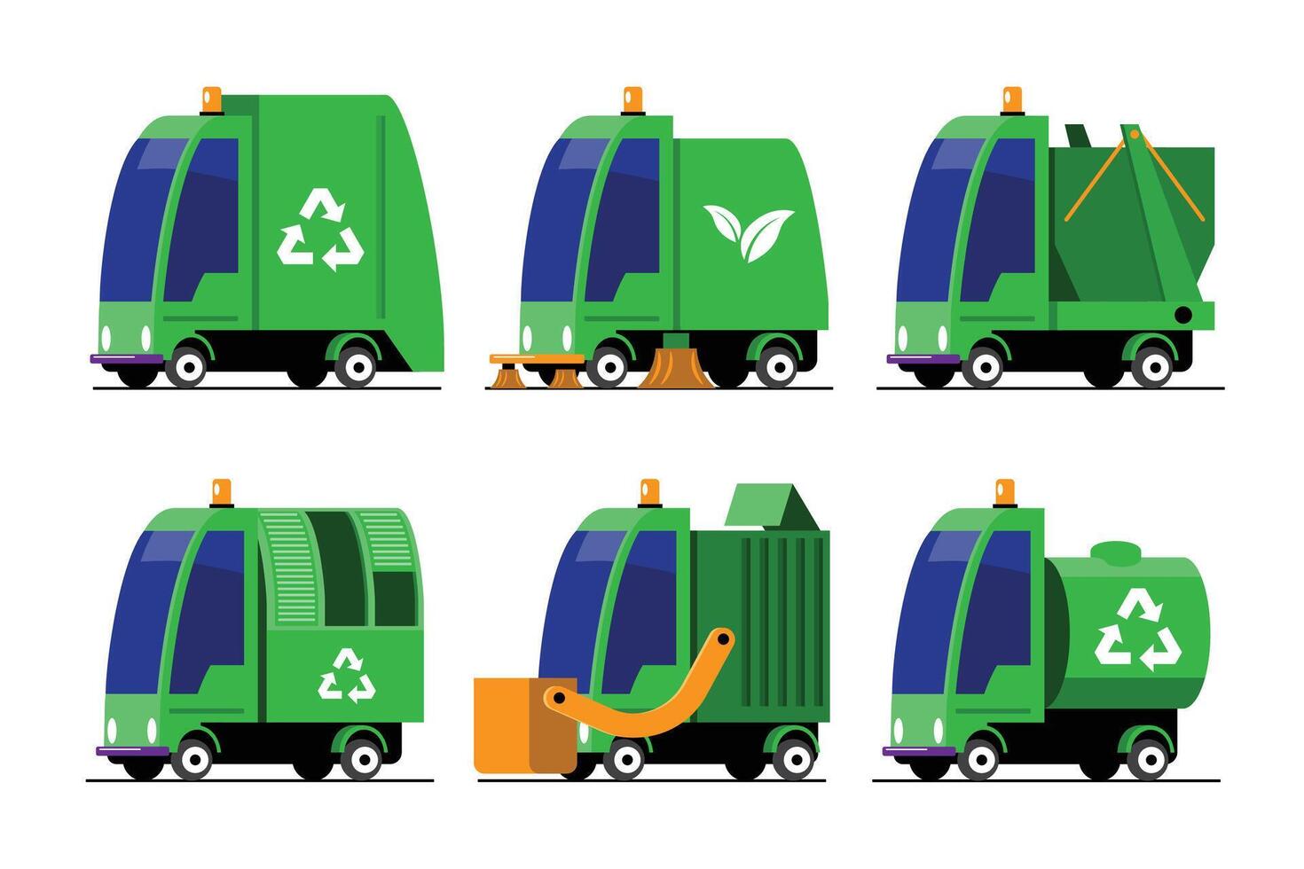 Eco-Friendly Recycling and Garbage Trucks illustration vector