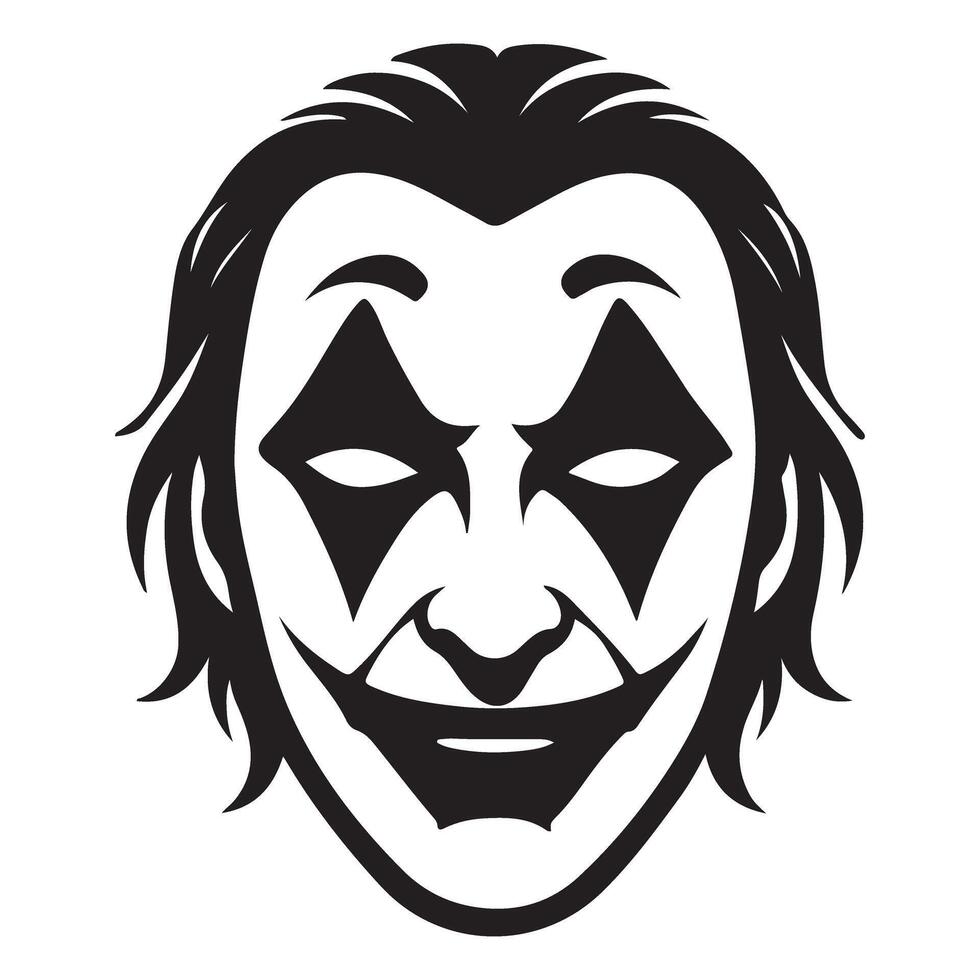 Image of Joker's Face with Haunting Diamond Eye Symbols vector