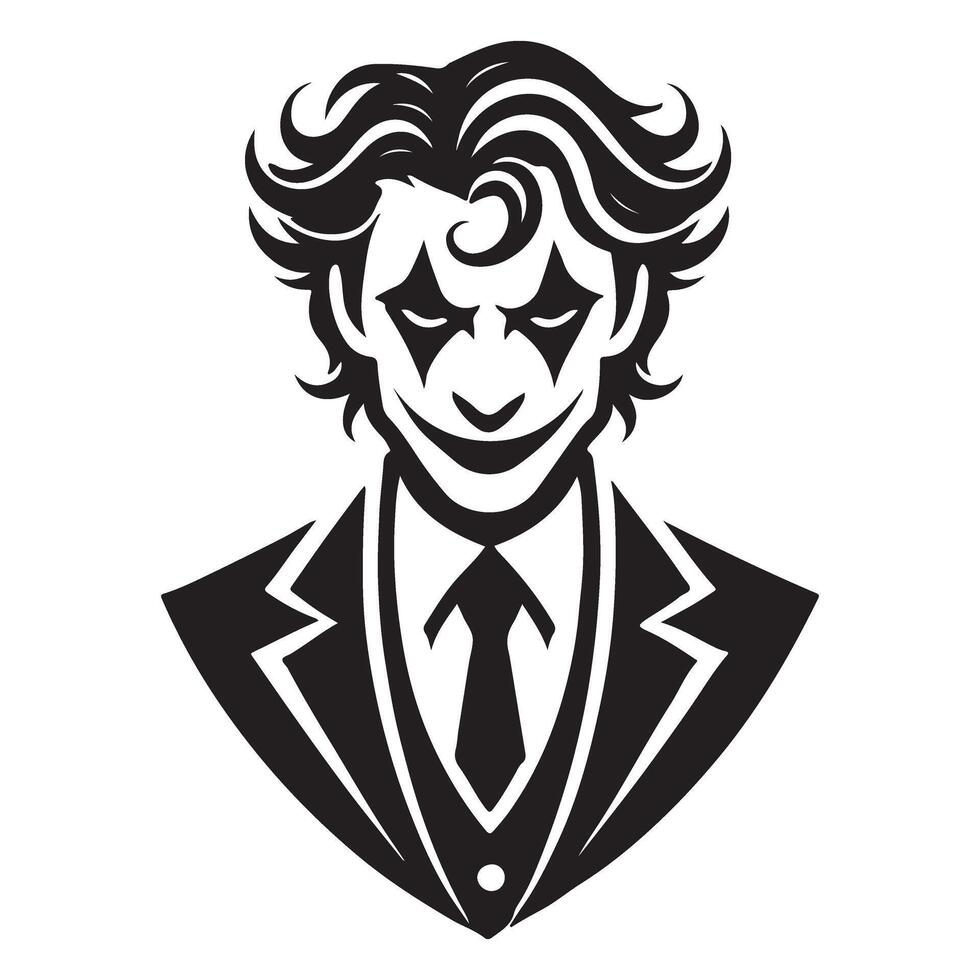 Joker Suit Minimalist Black and White Silhouette Design vector