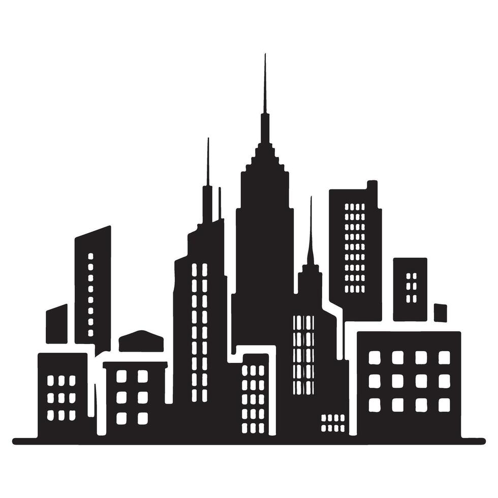 Silhouette illustration of cityscape with modern building architecture vector