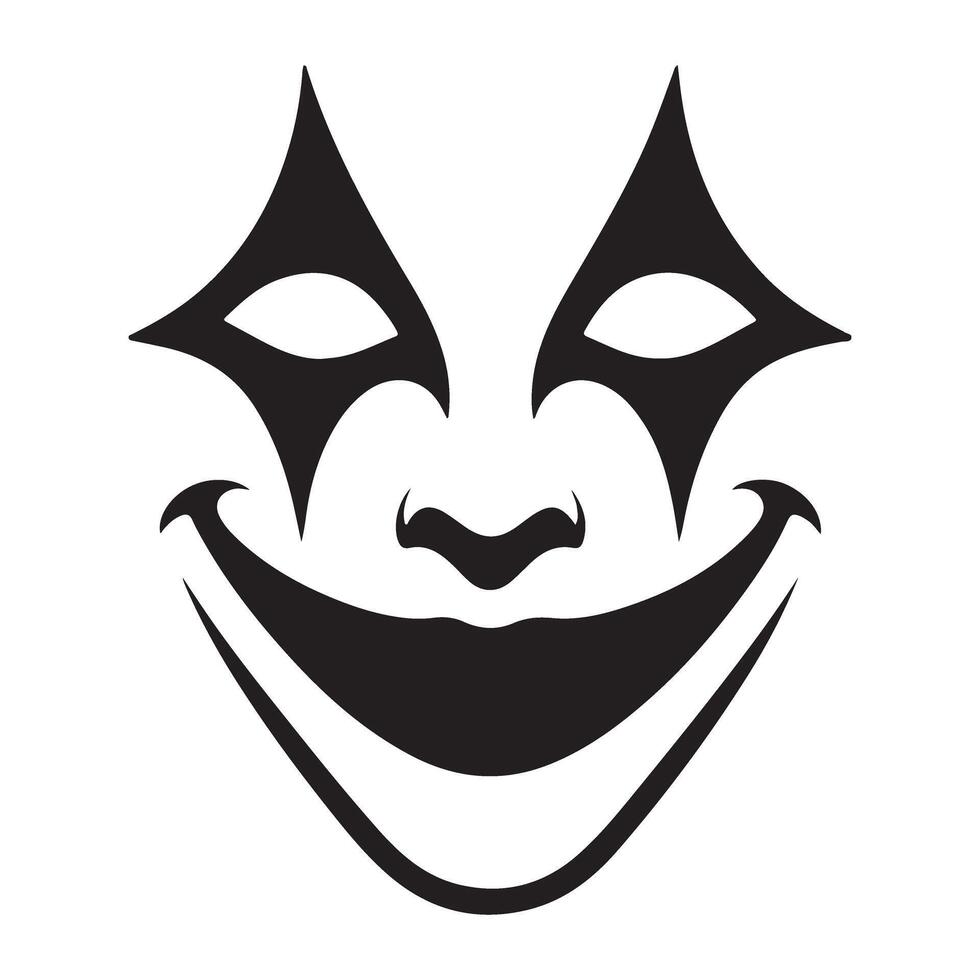 Silhouette The Smiling Clown Face Art Illustration Design vector
