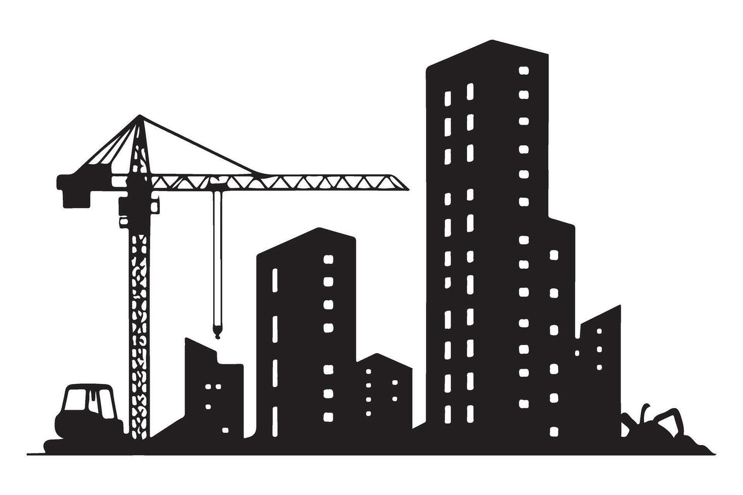 City Construction Silhouette Illustrative Design for Building Projects vector