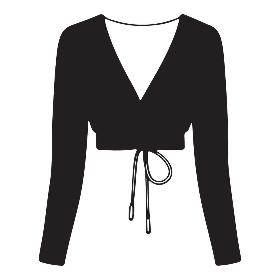 Elegant Black Crop Top with Tie Front for Fashion Illustration vector
