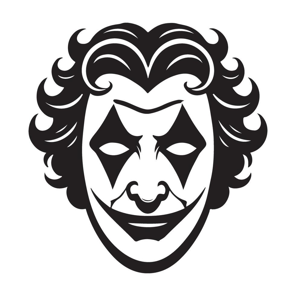 Silhouette Joker Face with Hair Art for Clowns Lovers vector