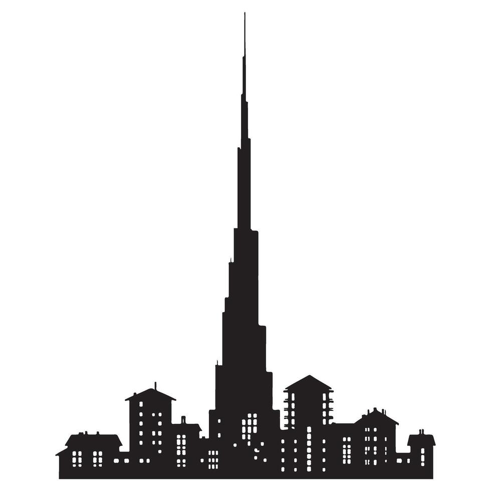 Silhouette of Skyscraper Building Skyline Illustration Design vector