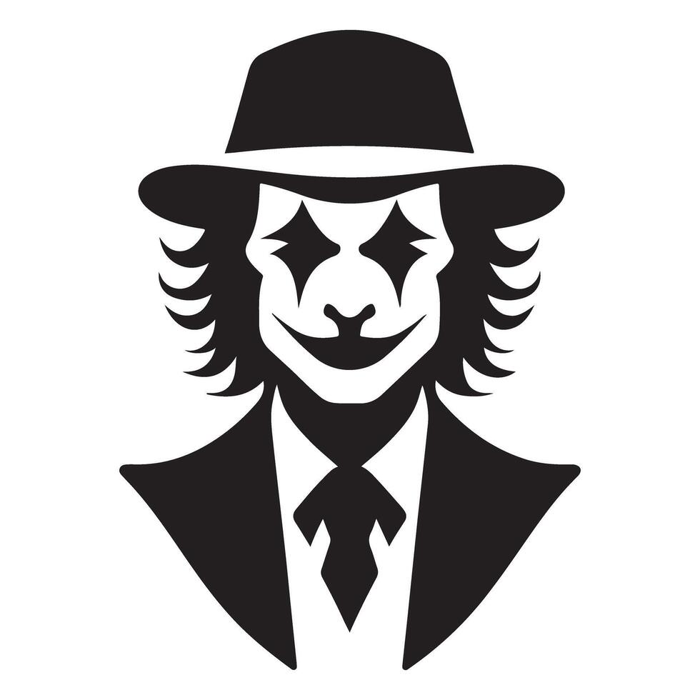 Joker with Hat Silhouette Illustration Dark Knight Style vector