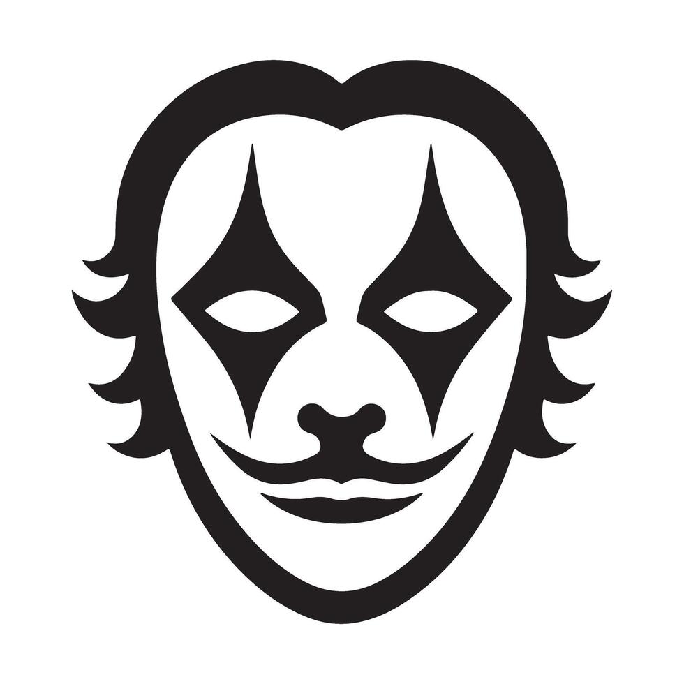 Silhouette of Clown Face Illustration for Themed Designs vector