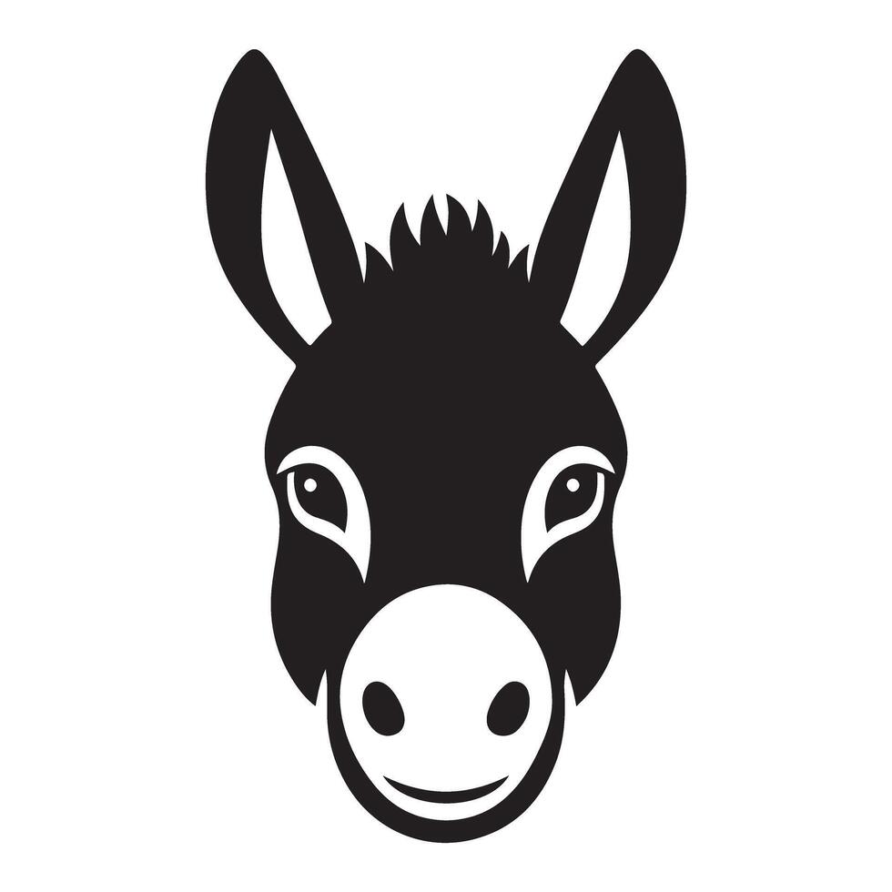 Black and White Donkey Head Illustration for Agriculture Theme vector