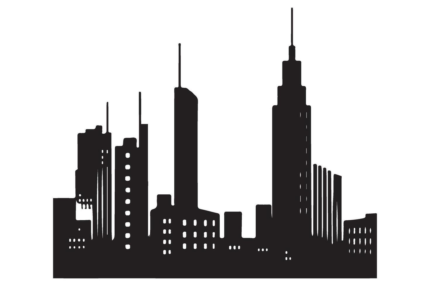 Cityscape Skyline Black Silhouette Illustration Graphic Design vector