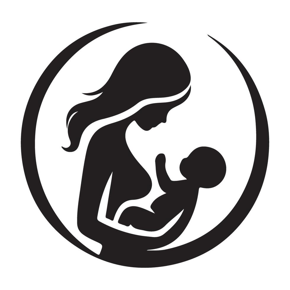 Breastfeeding Silhouette Logo Design Template for Maternal Health vector