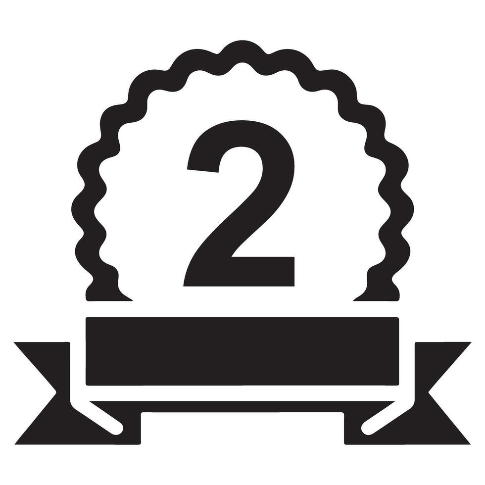 Second Place Achievement Silhouette Award Ribbon Design Concept vector