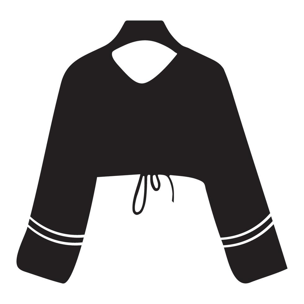 Silhouette Cropped Top with Flare Sleeves Fashion Illustration Design vector
