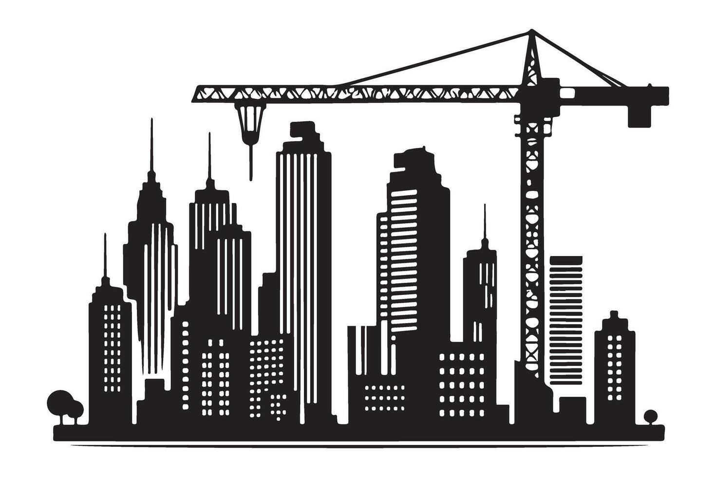 Silhouette of a city skyline under construction Illustration vector