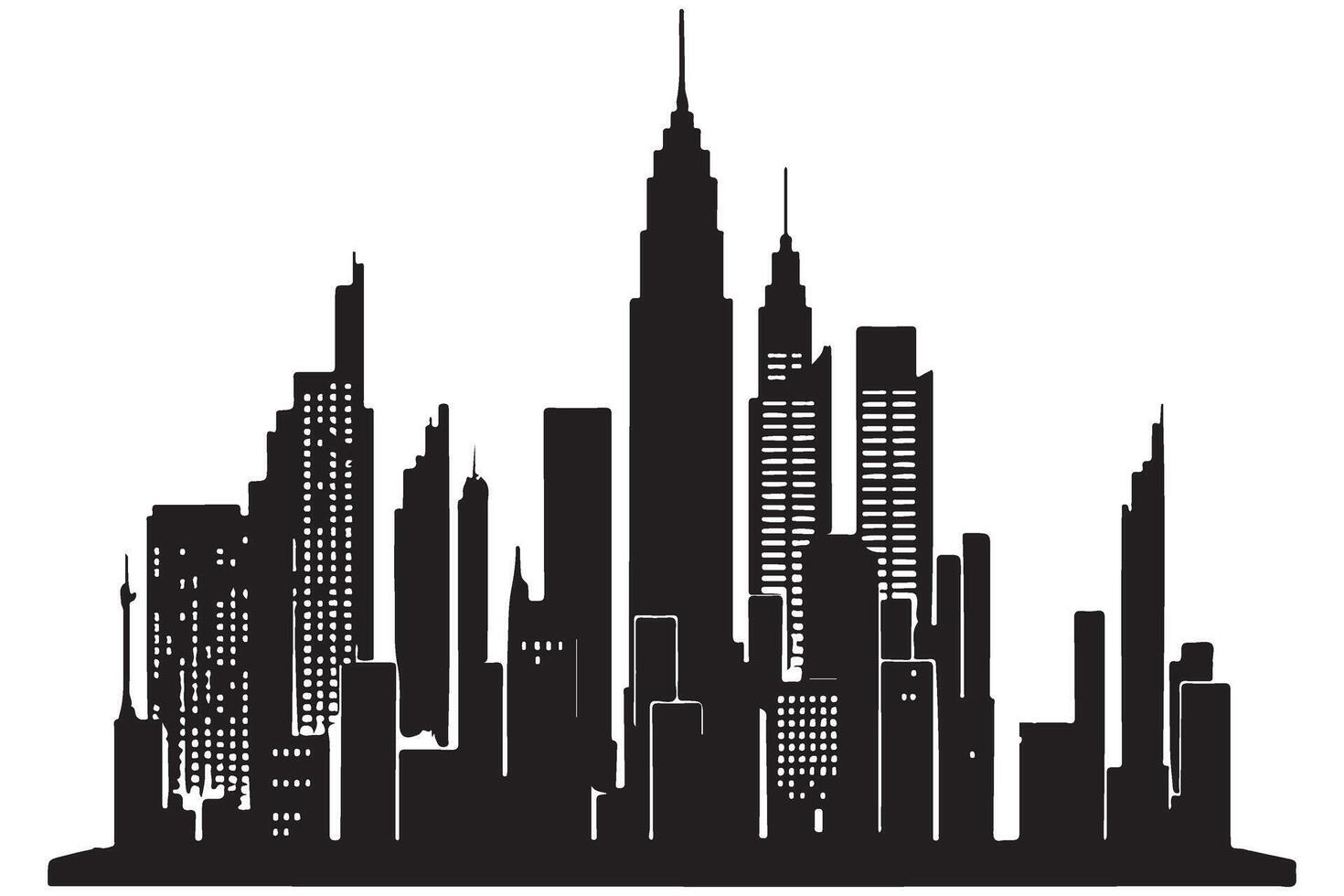 Silhouette of City Skyline Art for Architectural Designs vector