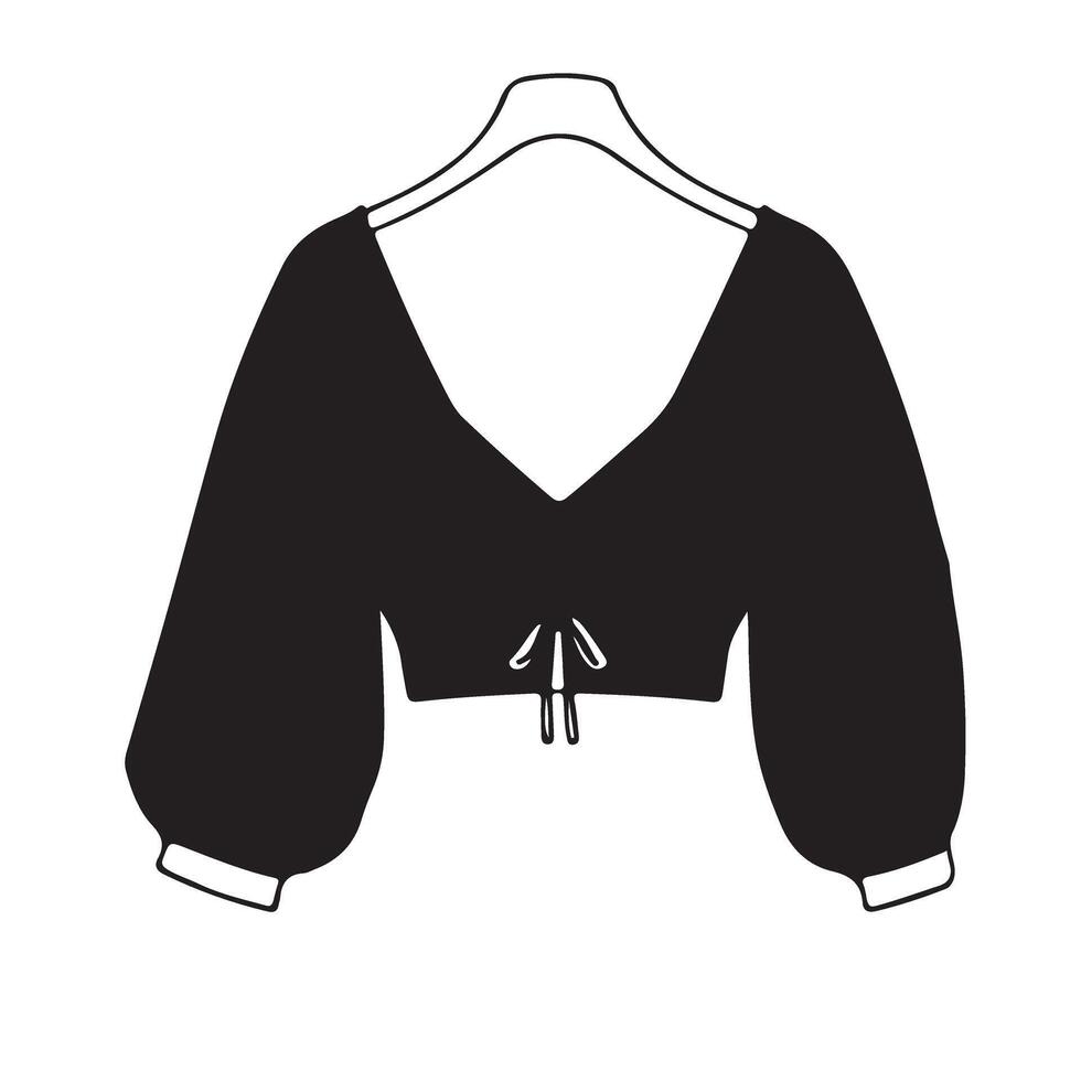 Black Blouse Illustration Women's Top Fashion Silhouette Design vector
