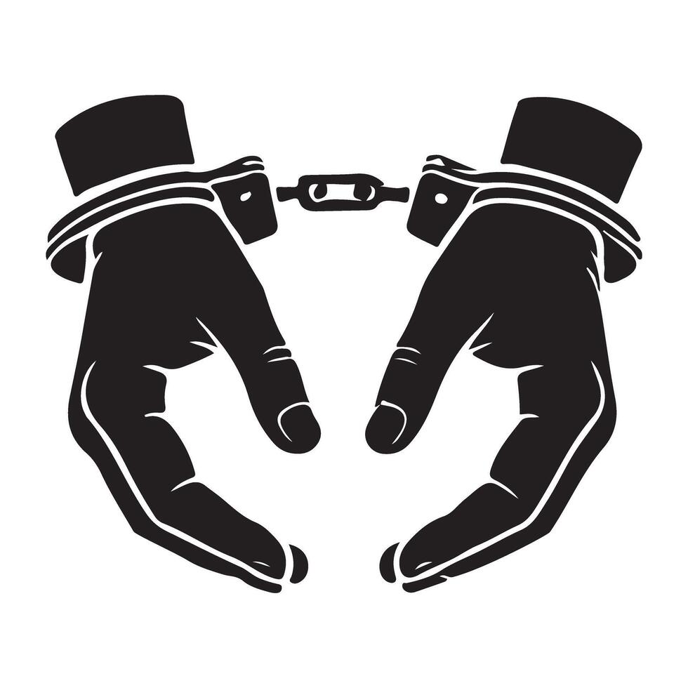 Handcuffed Hands Black Silhouette Illustration Graphic Concept Design vector