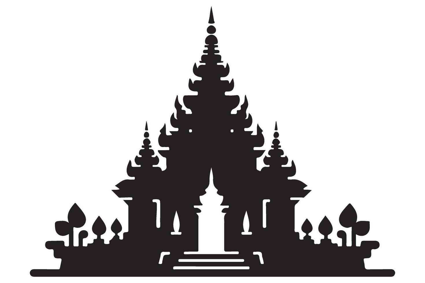 Silhouette Illustration of Asian Temple for Cultural Projects vector