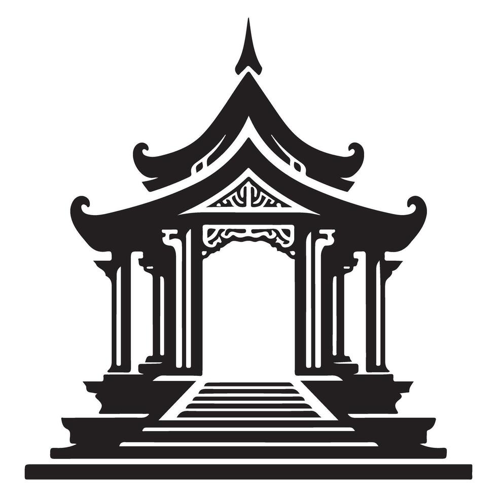 Traditional Asian Pagoda Silhouette Illustration Design For Culture Themes vector