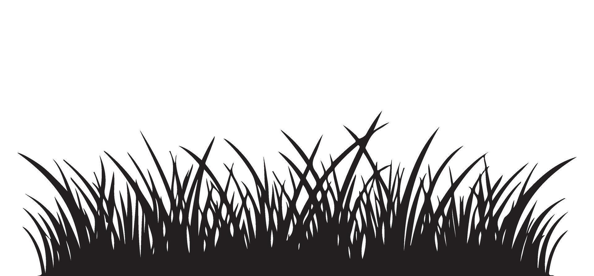 Silhouette Illustration Clump of Fresh Green Grass Simple Image vector