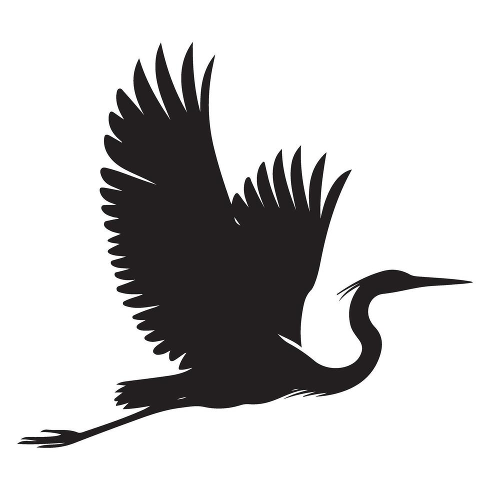 Silhouette of Flying Heron Majestic Bird Style Illustration vector