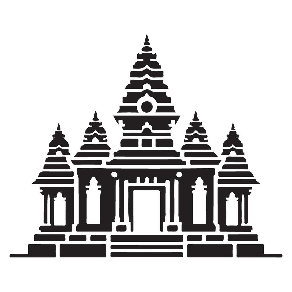 Ancient temple building silhouette architecture and cultural heritage vector