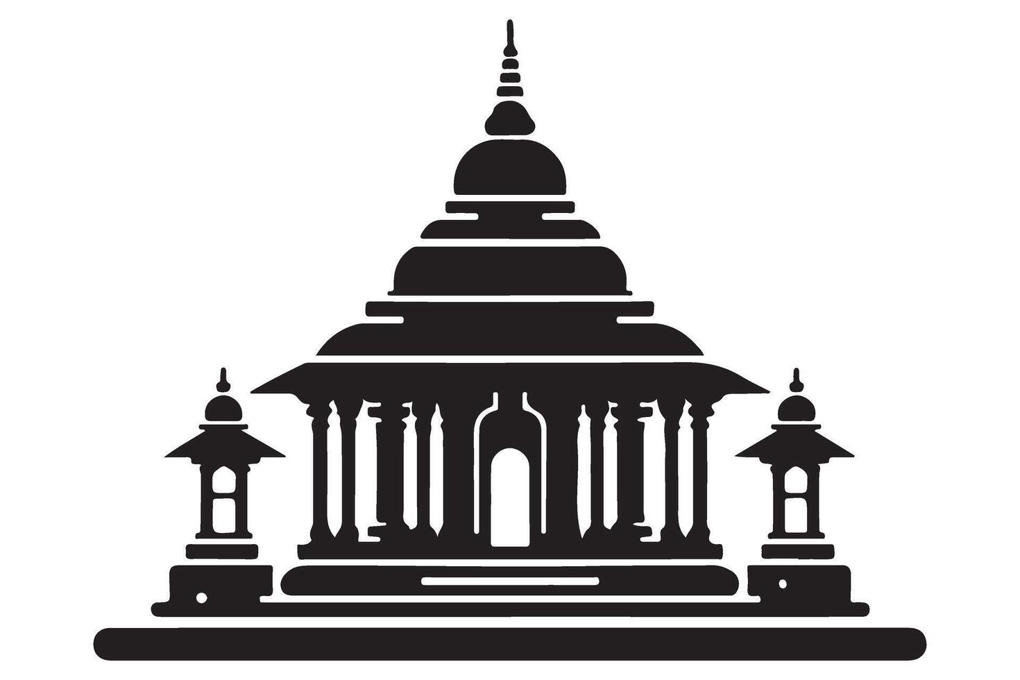 Detailed Silhouette Illustration of a Traditional Asian Style Building Structure vector